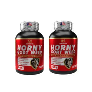 Horny Goat Weed + Maca + Tribulus + Ashwagandha + Tongkat + Ginseng 100 Cápsulas Fuerza y Libido Potenciador Sexual Masculino 8 en 1 Horny Goat Weed Maca Tribulus Tongkat 100 caps