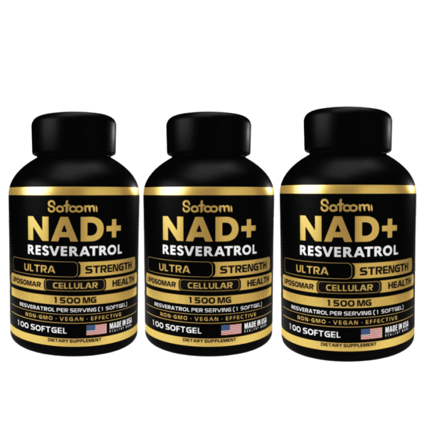 Pack 3 NAD+ Resveratrol Liposomal 1500 mg Satoomi 300 Cápsulas Antiedad Oferta 2025